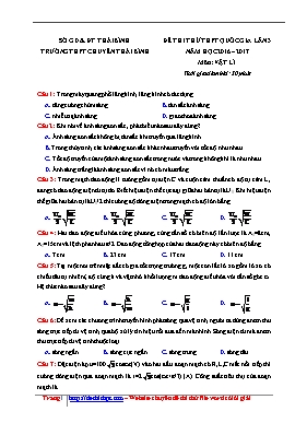 Đề thi thử THPT quốc gia môn Vật lí lần 3 - Năm học 2016-2017 - Trường THPT chuyên Thái Bình
